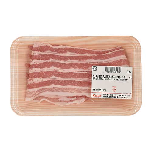 カナダ又はアメリカ産　輸入豚うす切肉（バラ）小　１２０ｇ
